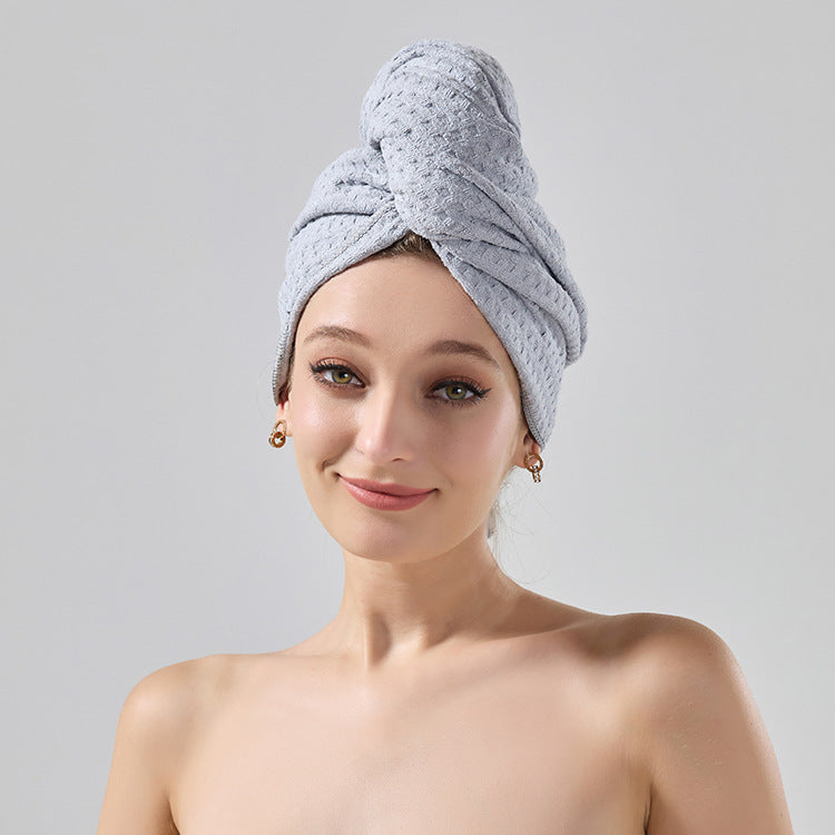 2 Pcs Grey Super Absorbent Waffle Weave Hair Towel, Multi-Functional Quick Drying Turban for Women, Soft &amp; Fast Drying Head Wrap