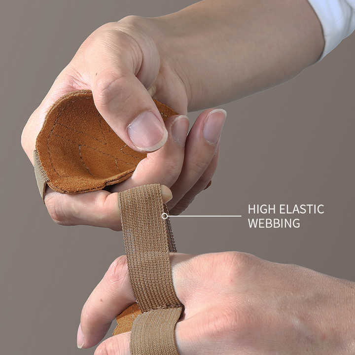 2 Pairs Grey Premium Leather Grip Protection for Fitness | 4-Finger Cowhide Weightlifting Gloves - Durable, Non-Slip, and Abrasion-Resistant Support