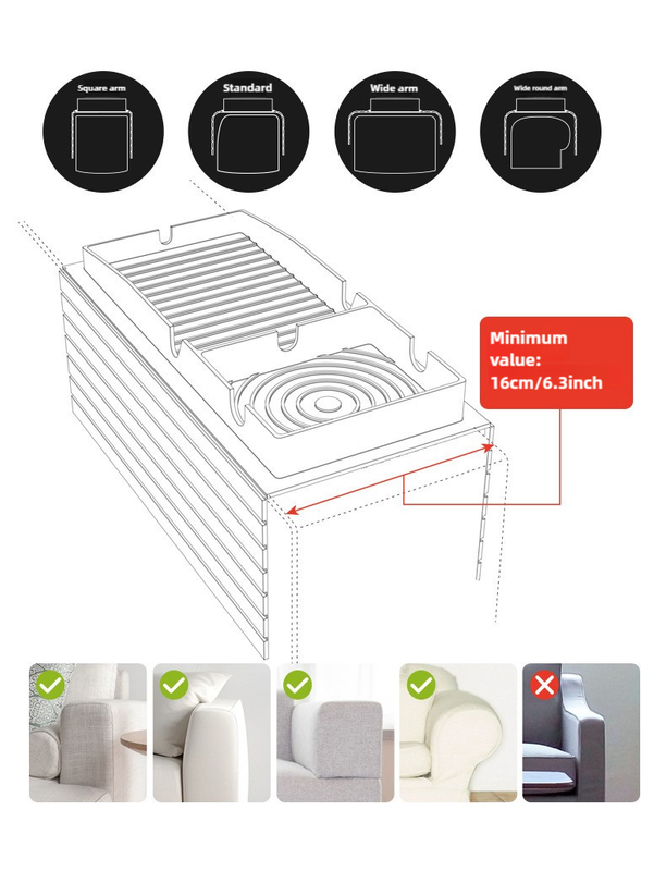 Beige Multi-Function Sofa Cup Holder Tray, Silicone Drink Organizer, Adjustable and Easy-to-Clean Sofa Armrest Storage Box for Drinks, Snacks, and Gadgets