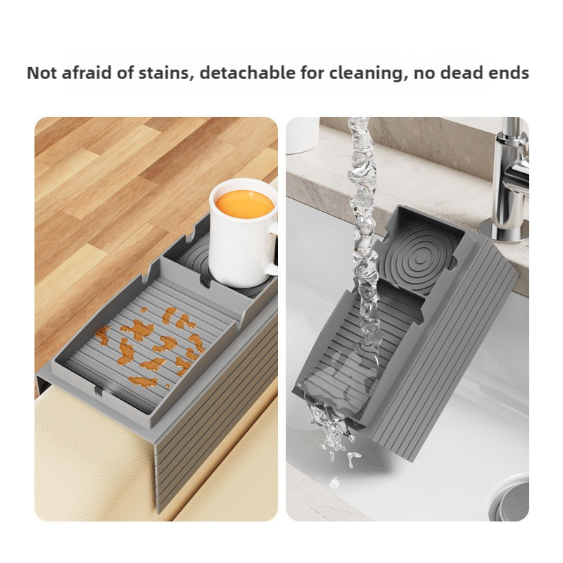 Beige Multi-Function Sofa Cup Holder Tray, Silicone Drink Organizer, Adjustable and Easy-to-Clean Sofa Armrest Storage Box for Drinks, Snacks, and Gadgets