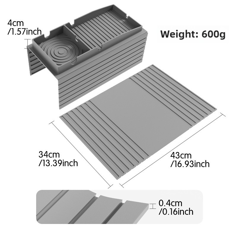 Beige Multi-Function Sofa Cup Holder Tray, Silicone Drink Organizer, Adjustable and Easy-to-Clean Sofa Armrest Storage Box for Drinks, Snacks, and Gadgets