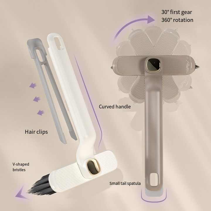 3 Pcs White Multi-Function Rotating Gap Cleaning Brush, 2-in-1 Hard Bristle Brush for Bathroom Tiles and Grout Lines