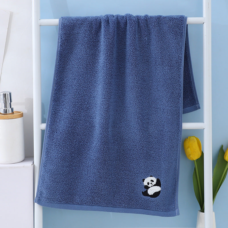 2 Pcs Blue Panda Print Soft Cotton Hand Towel, Super Absorbent Mini Towels, 34x75cm