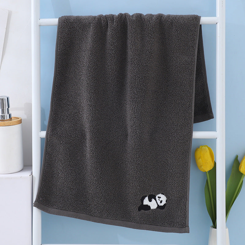 2 Pcs Dark Grey Panda Print Soft Cotton Hand Towel, Super Absorbent Mini Towels, 34x75cm