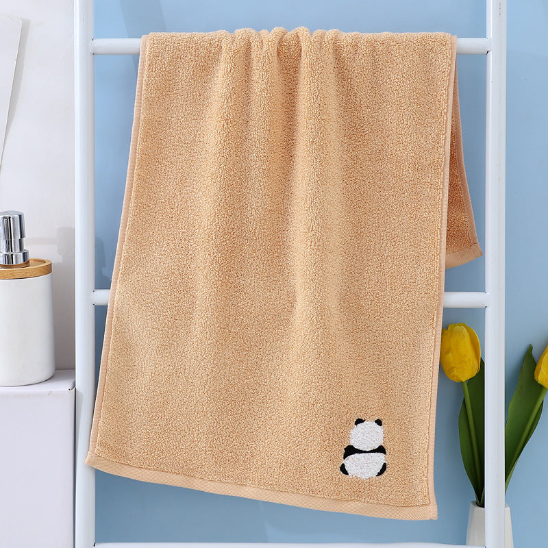 2 Pcs Khaki Panda Print Soft Cotton Hand Towel, Super Absorbent Mini Towels, 34x75cm