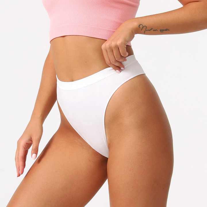 Size S Comfortable High-Waisted Women's Cotton Thong Underwear – 6-Pack in Classic Colors