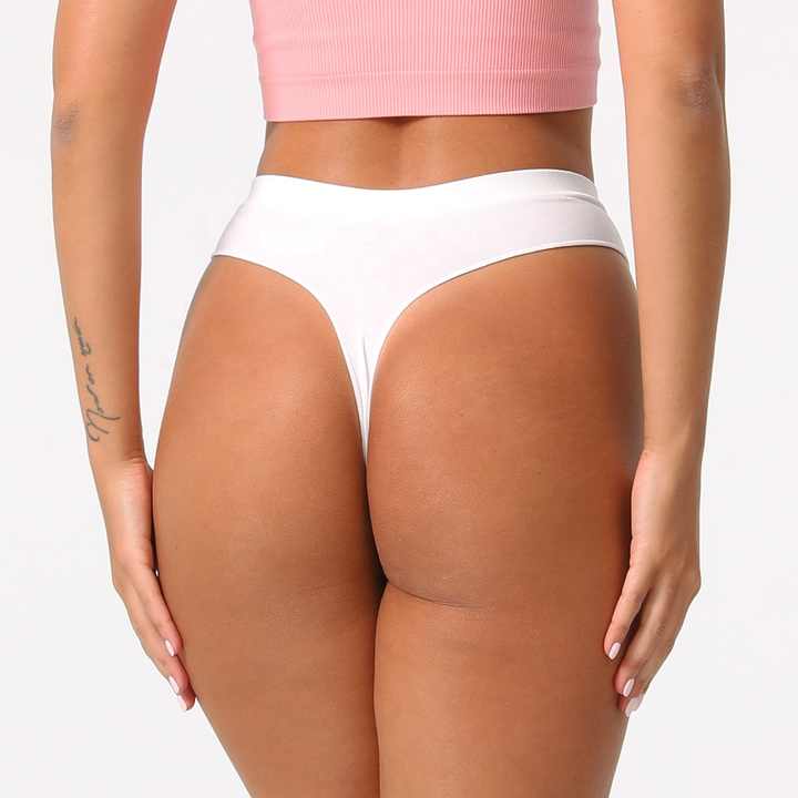 Size M White Comfortable  High-Waisted Thong Underwear - 3-Pack for Everyday Comfort