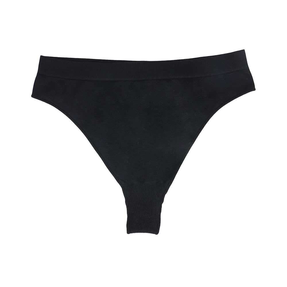 Size L Black Comfortable  High-Waisted Thong Underwear - 3-Pack for Everyday Comfort