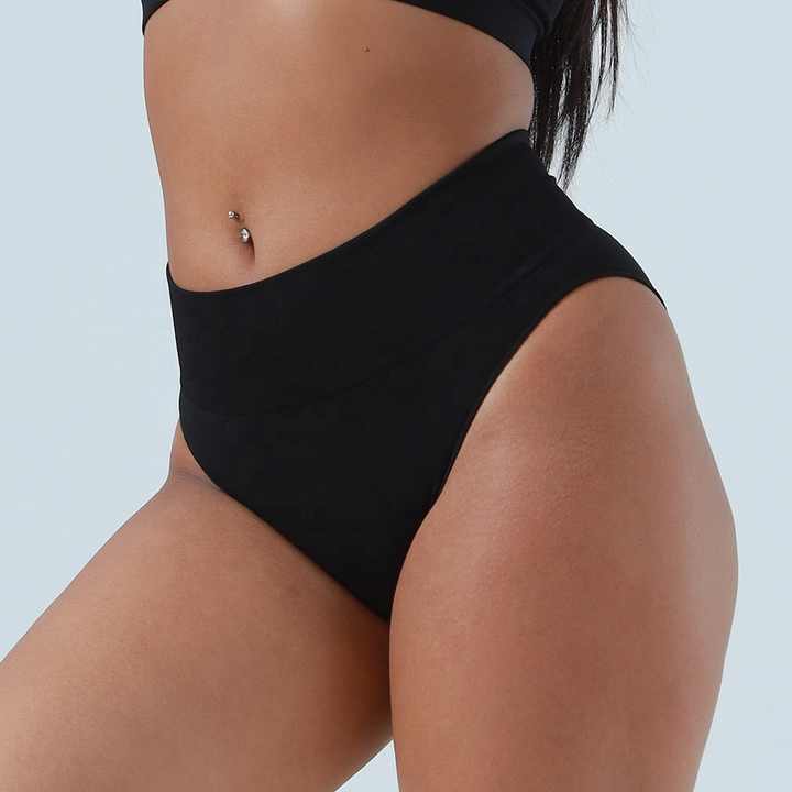 (Black+White+Skin)3 Pcs Size M Microfiber High-Waisted Thong Underwear with Tummy Control - Slimming Comfort