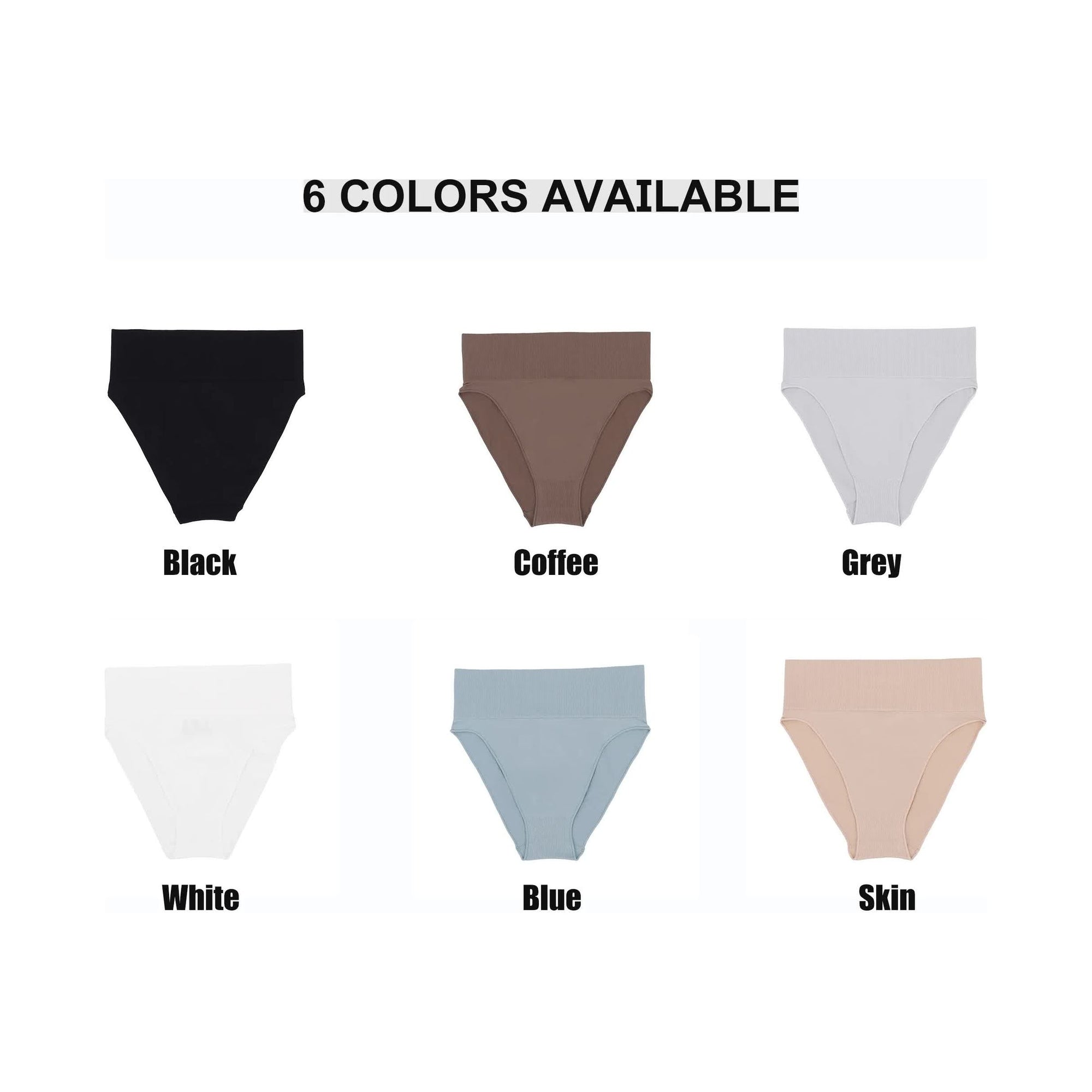 (Coffee+Blue+Grey)3 Pcs Size S Microfiber High-Waisted Thong Underwear with Tummy Control - Slimming Comfort