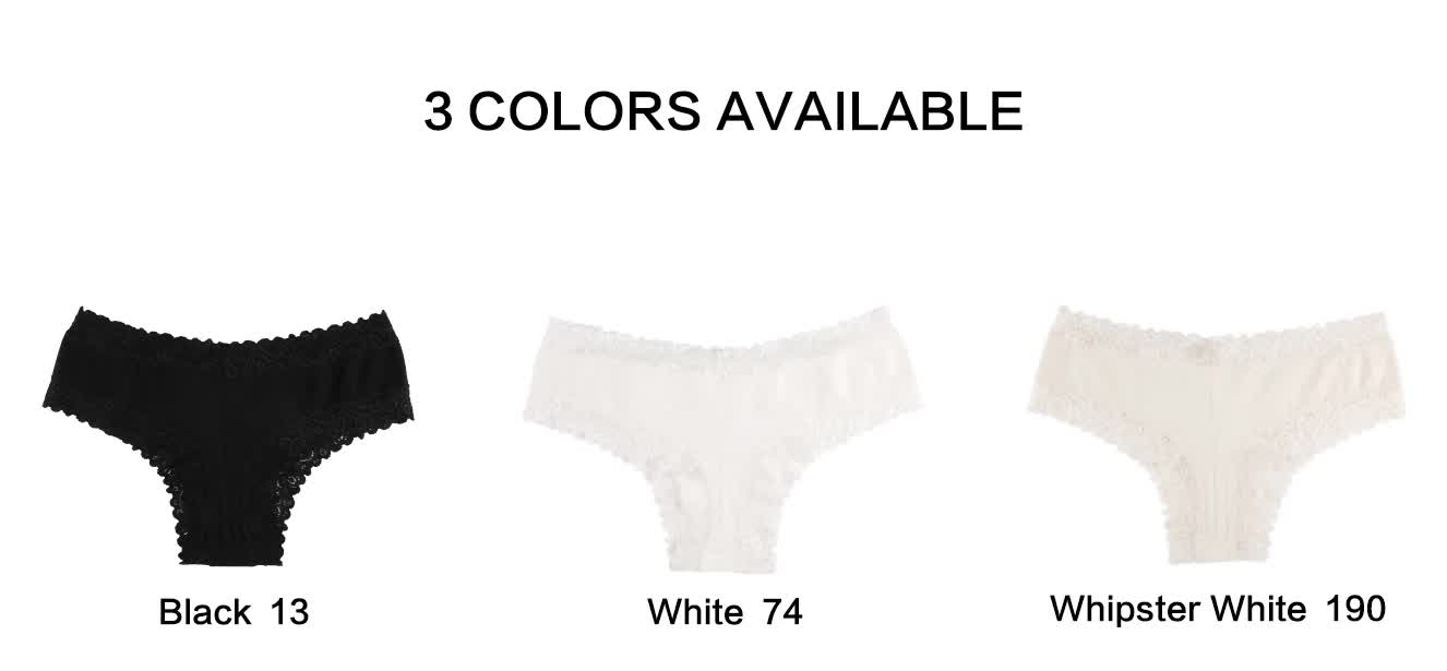 Size L Lace-Trimmed Cotton Panties - 3-Pack in Black, White, and Nude