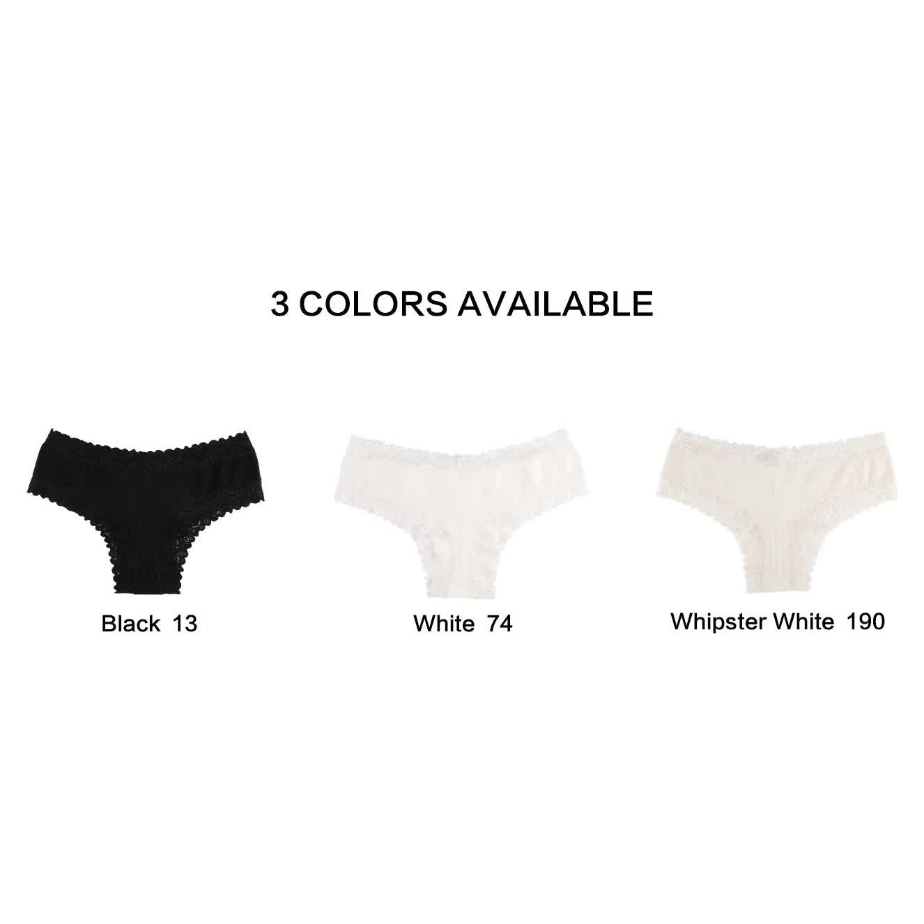 Size XL Lace-Trimmed Cotton Panties - 3-Pack in Black, White, and Nude