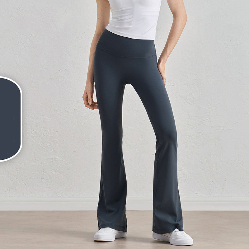 Oil Blue High-Waisted Lycra Yoga Bell-Bottom Pants for Women – Tummy Control &amp; Butt Lifting