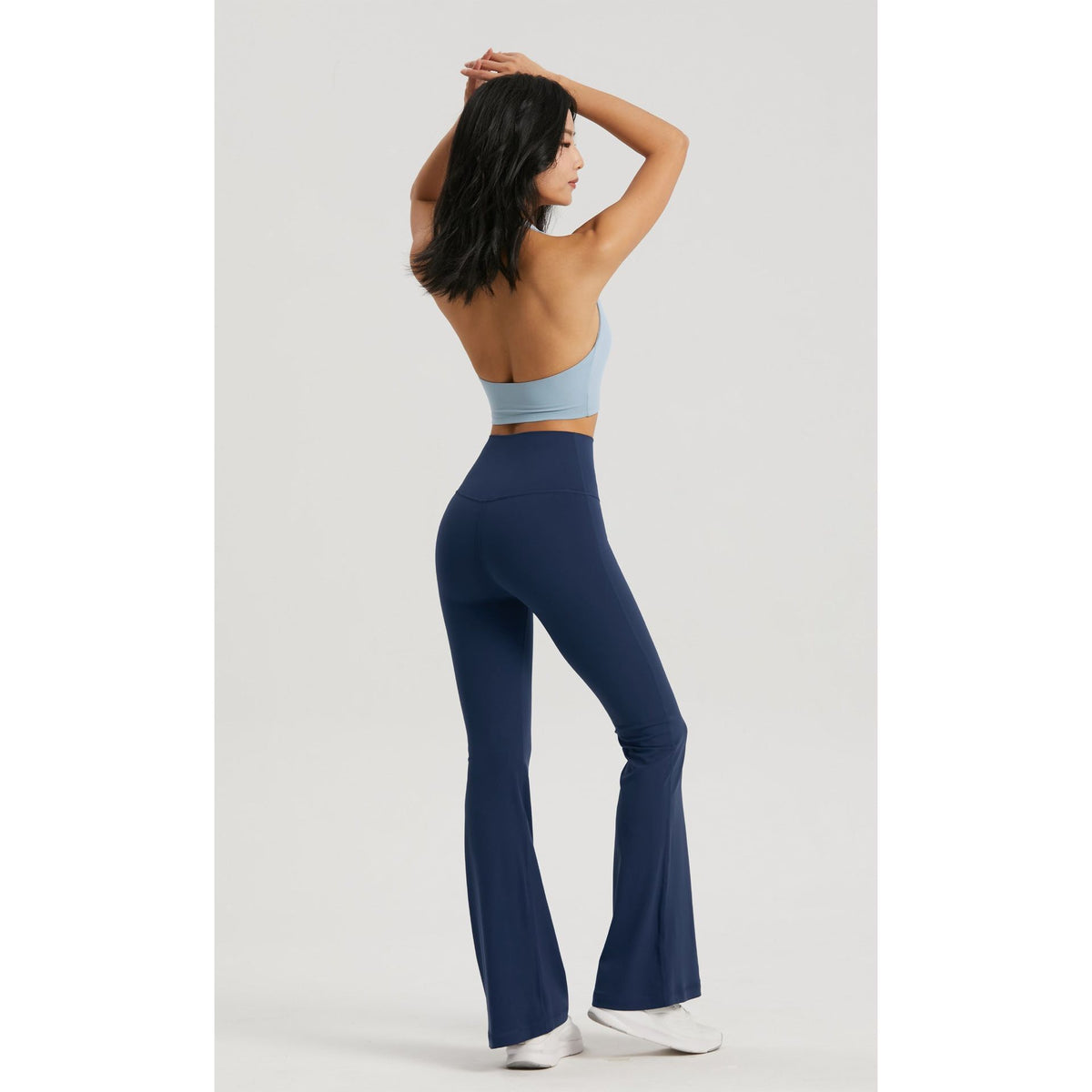 Oil Blue High-Waisted Lycra Yoga Bell-Bottom Pants for Women – Tummy Control & Butt Lifting