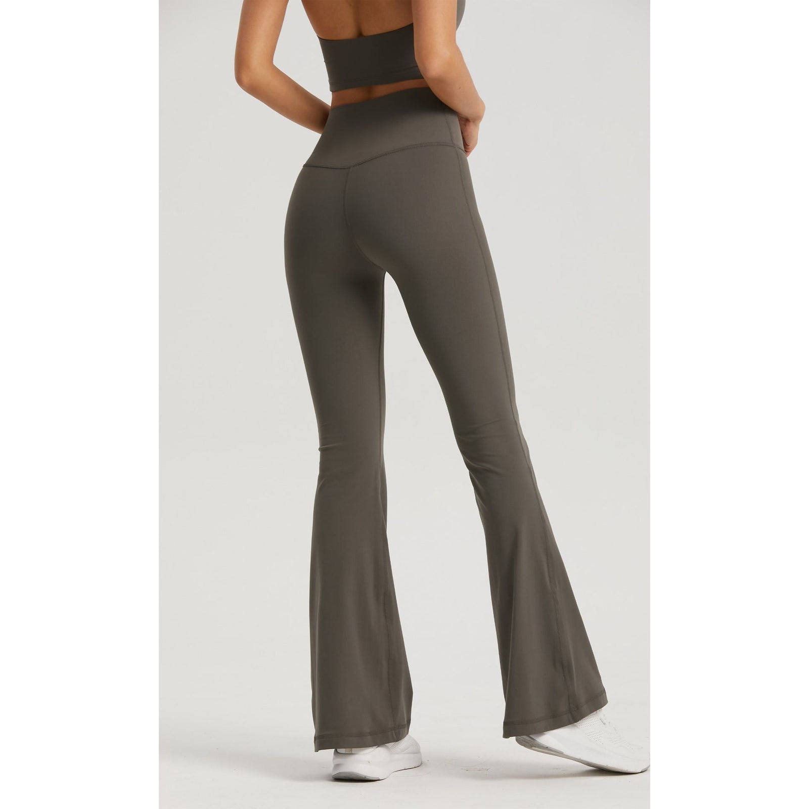 White High-Waisted Lycra Yoga Bell-Bottom Pants for Women - Tummy Control & Butt Lifting