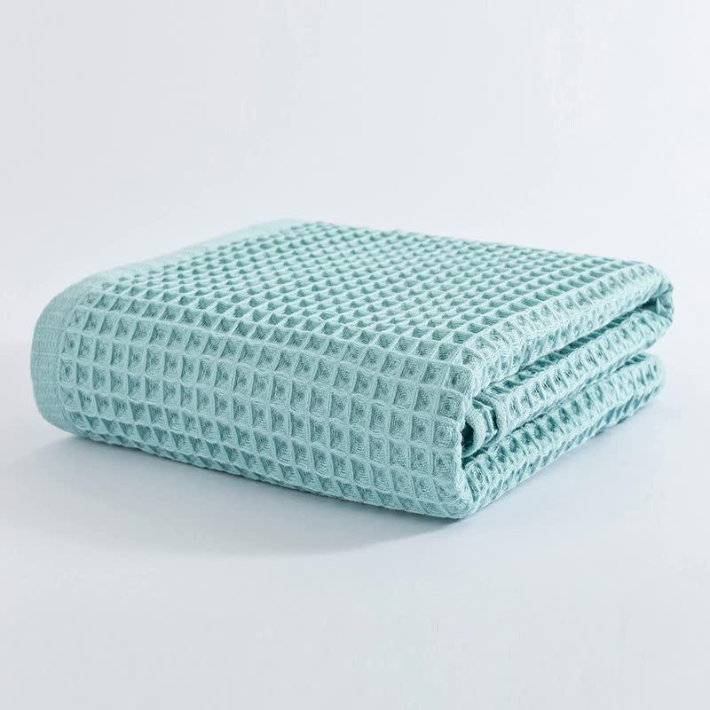 Green Pure Cotton Waffle Weave Bath Towel - Soft, Absorbent &amp; Extra Large 70x140 cm for Home Use