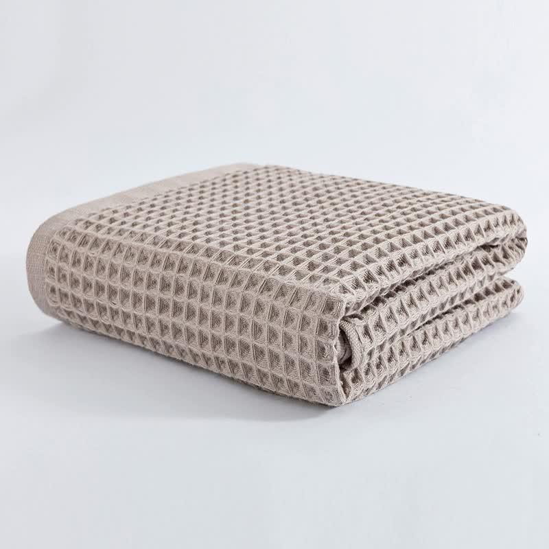 Brown Pure Cotton Waffle Weave Bath Towel - Soft, Absorbent &amp; Extra Large 70x140 cm for Home Use
