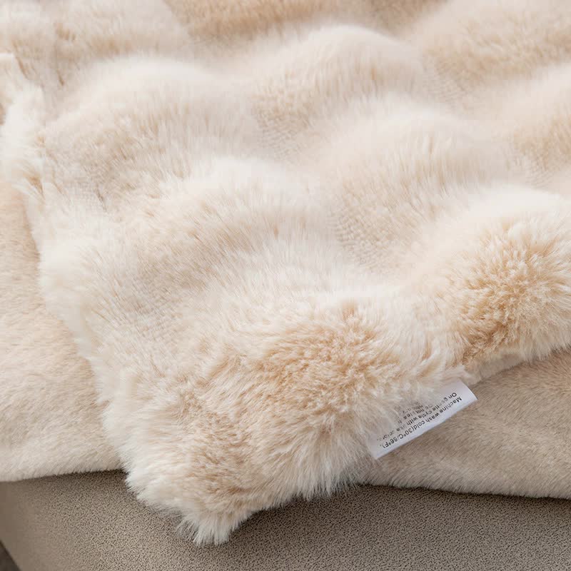 Coffee 70*100cm Plush Toscana Rabbit Hair Throw Blanket - Soft Flannel Fleece for All Seasons, Perfect for Couch & Bed