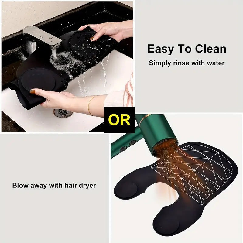 Black Striped Silicone Hairdressing Cape - Extended Oversized Shoulder Pad for Hair Dyeing and Perming