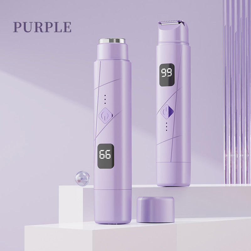 Purple Double-Headed Hair Removal Trimmer - Precision Shaving &amp; Shortening with Type-C Charging