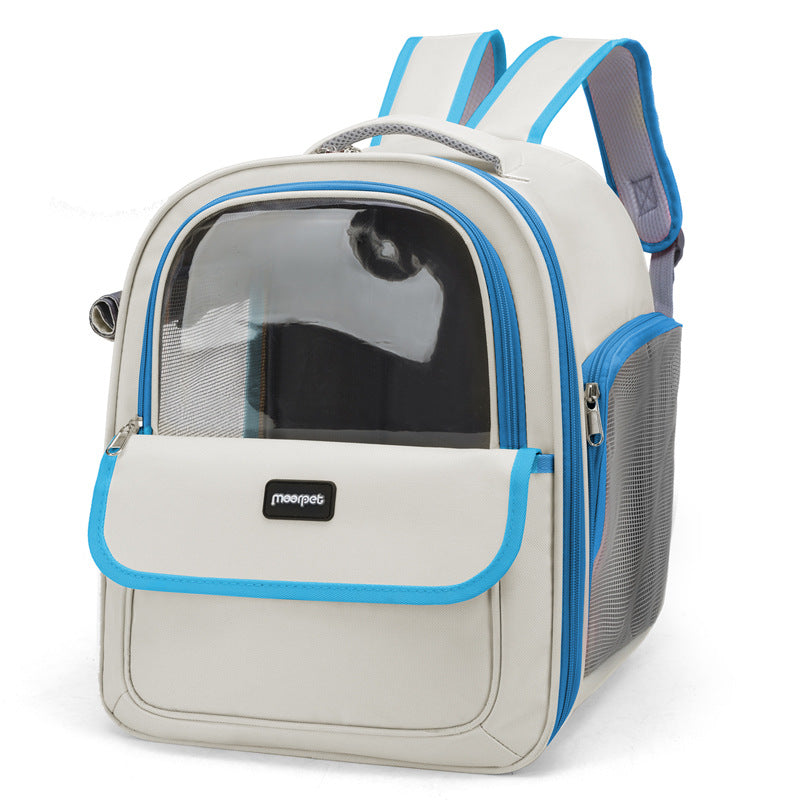 Blue Pet Carrier Backpack - Space Capsule Design for Cats &amp; Small Dogs