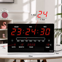 Large 12-Inch LED Digital Clock with Temperature Display &amp; Mirror Finish - Perfect for Modern Homes