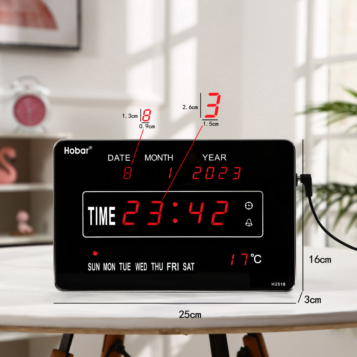Elegant 10-Inch LED Digital Wall Clock with Perpetual Calendar &amp; Temperature Display