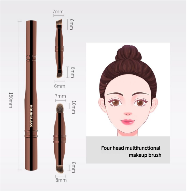 Versatile 4-in-1 Portable Makeup Brush  - Eyeshadow & Eyebrow Brushes for Flawless Looks