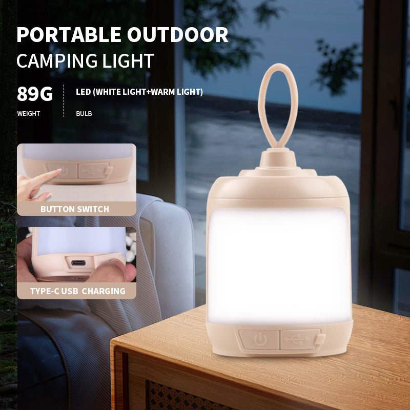 2PCS Compact Outdoor Camping Light with 4 Modes &amp; Type-C Charging - 500LM, IPX4 Waterproo