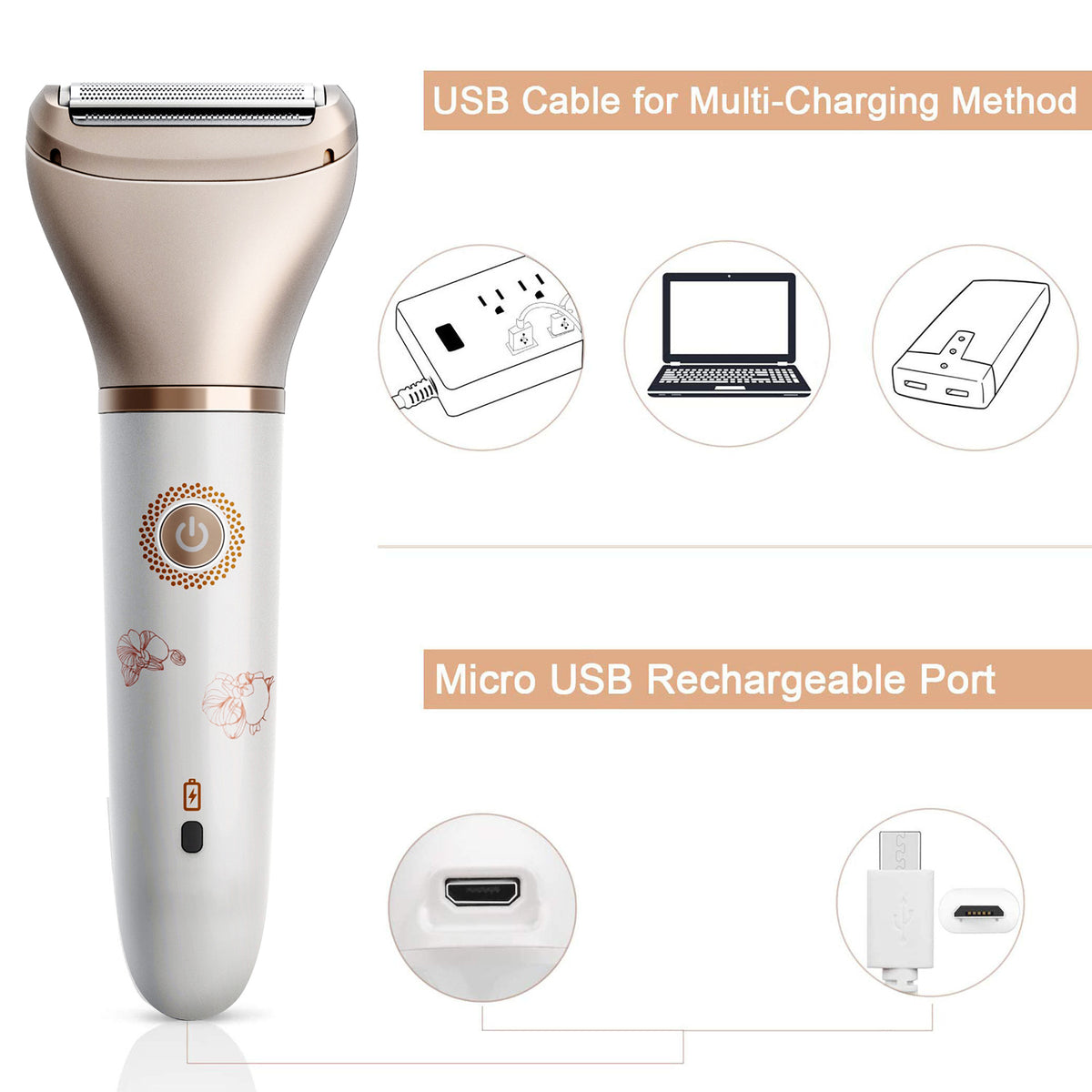 2-in-1 Women's Hair Removal Device - Electric Shaver & Facial Epilator, USB Rechargeable, Waterproof