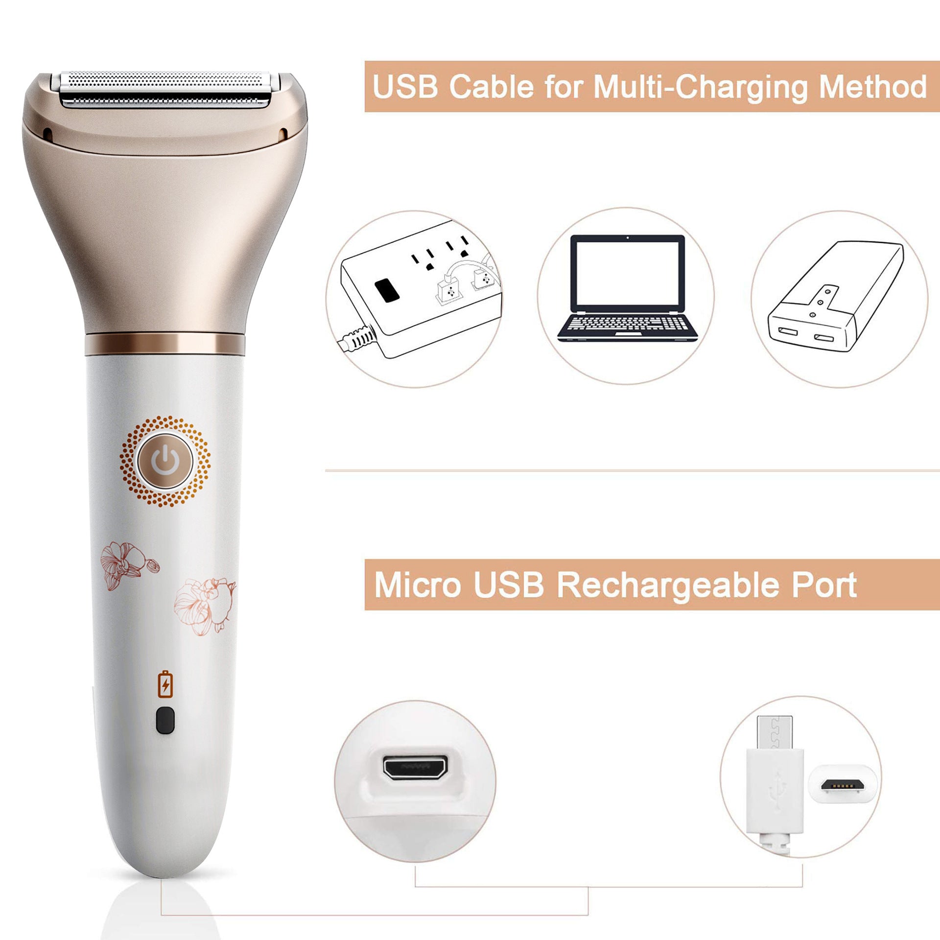 2-in-1 Women's Hair Removal Device - Electric Shaver & Facial Epilator, USB Rechargeable, Waterproof