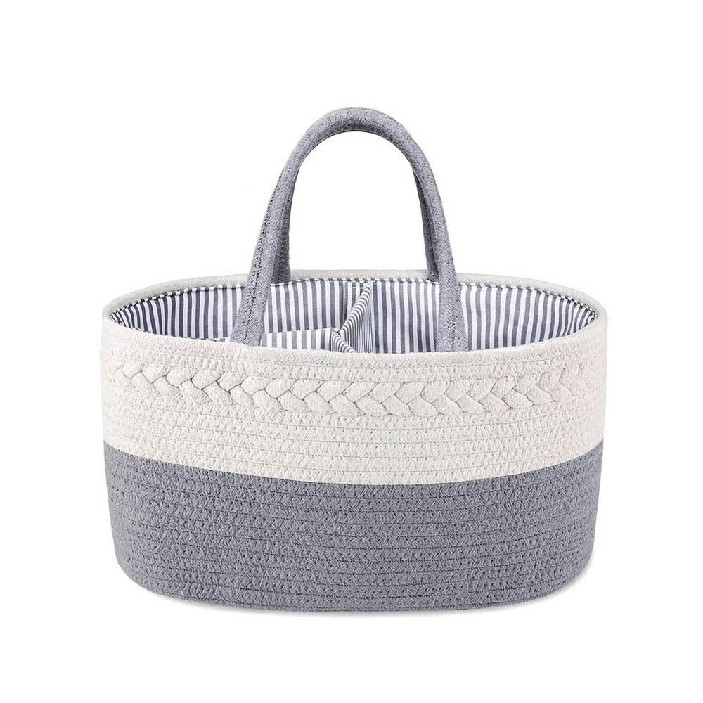 Grey Stylish Cotton Rope Basket for Clothing &amp; Toys - Woven Storage Organizer, 38x23x18cm