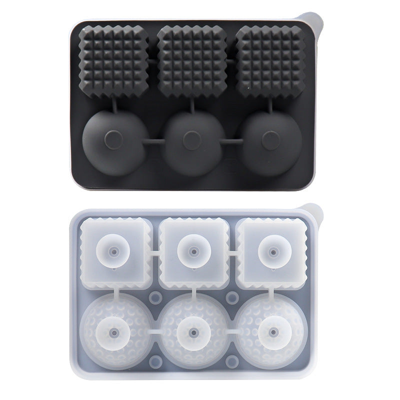 2 PCS Sphere &amp; Square Ice Cube Tray (Black) - Novelty Silicone Ice Maker for Whiskey Cocktails