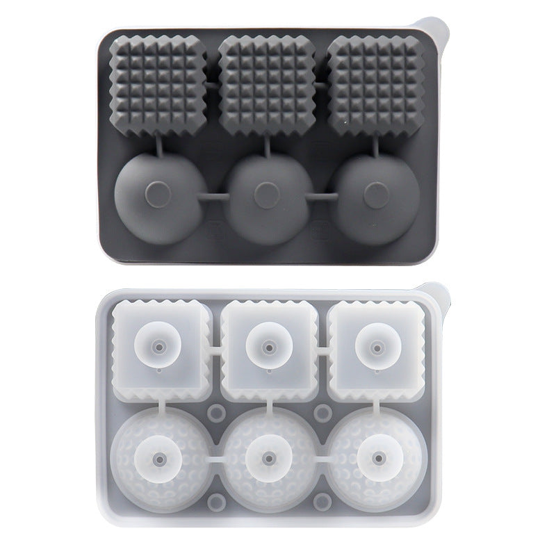 2 PCS Sphere &amp; Square Ice Cube Tray (Gray) - Novelty Silicone Ice Maker for Whiskey Cocktails