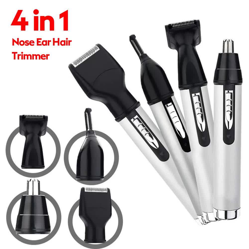 4-in-1 Electric Nose &amp; Ear Hair Trimmer Set - USB Rechargeable Grooming Kit