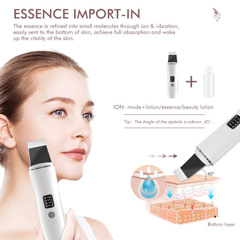 Green Ultrasonic Skin Scrubber - Deep Pore Cleansing Facial Exfoliator with USB Type-C Charging