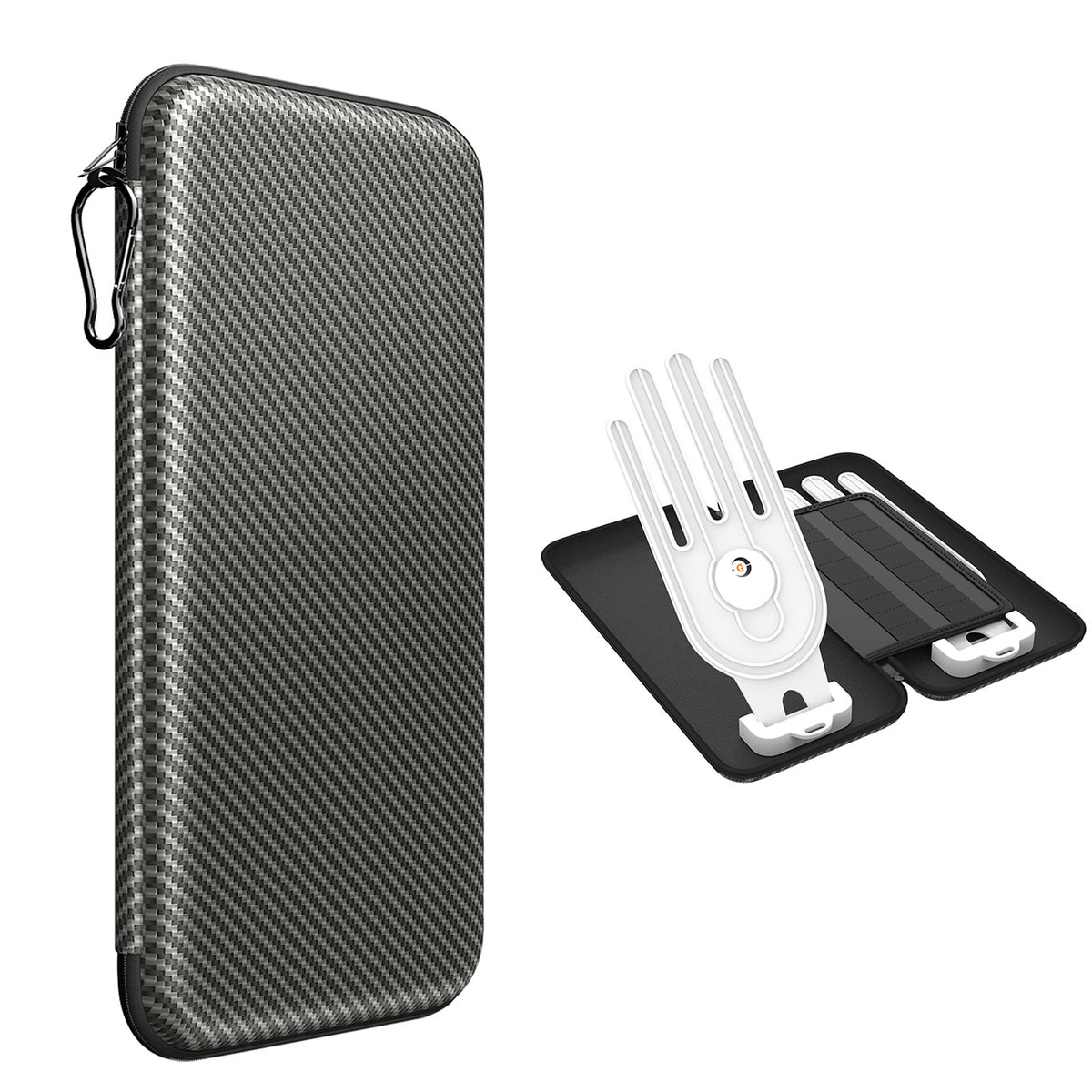 Premium Golf Glove Holder Case - Keeps Gloves Dry & Shaped, Carbon Fiber Look with Hook (Gloves Not Included)