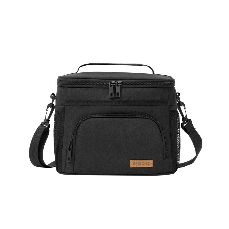 Black Insulated Lunch Bag Cooler Tote - 9L Leakproof Thermal Lunch Box with Shoulder Strap &amp; Pockets for Work, Picnic, Travel