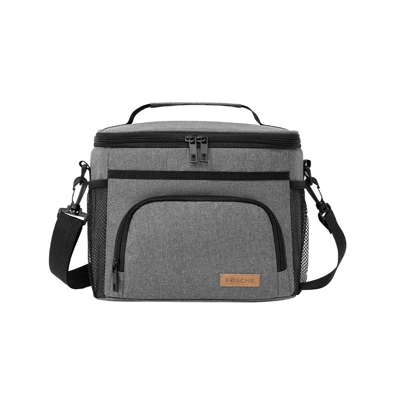 Grey Insulated Lunch Bag Cooler Tote - 9L Leakproof Thermal Lunch Box with Shoulder Strap &amp; Pockets for Work, Picnic, Travel