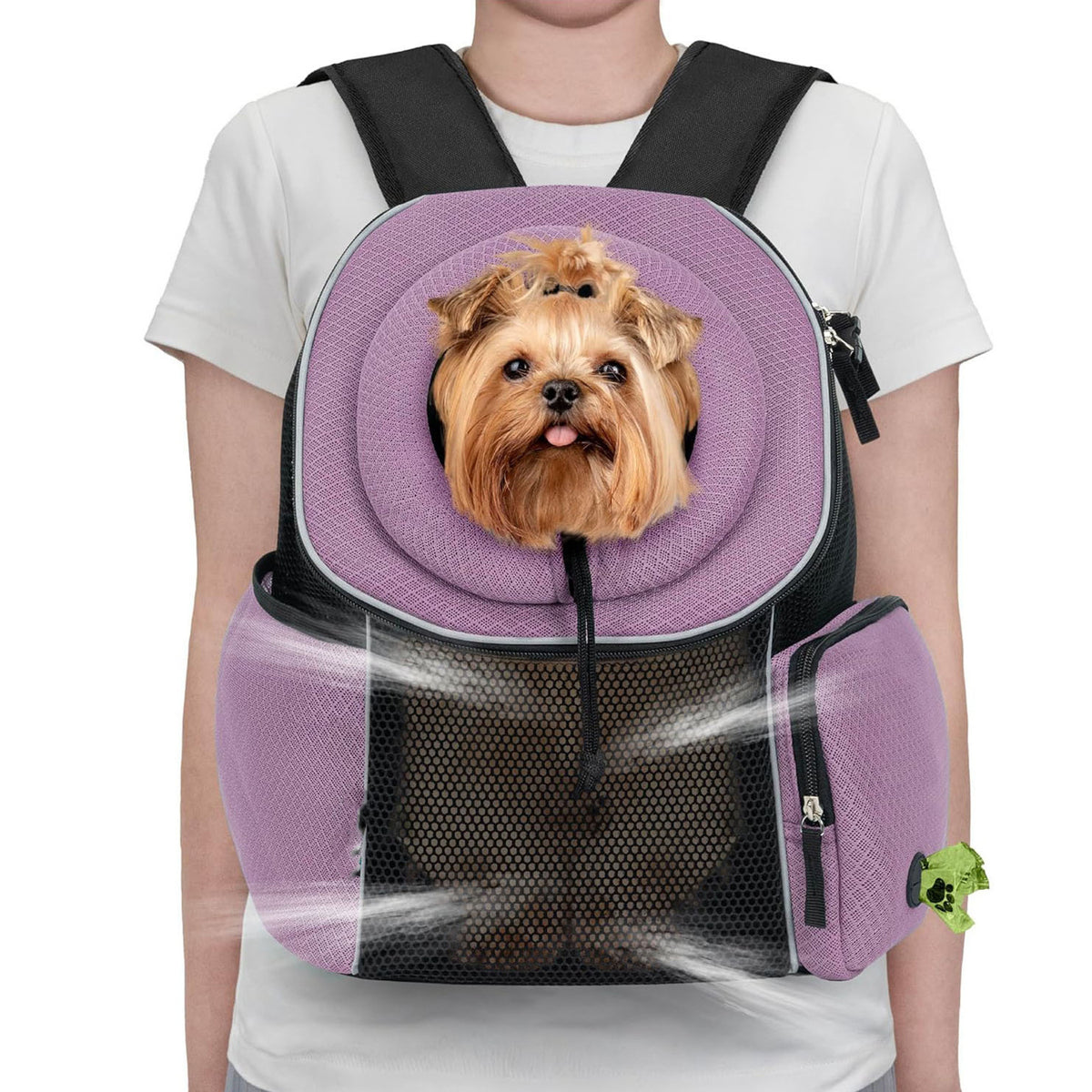 Purple Breathable Mesh Pet Carrier Backpack - Head-Out Design for Small Dogs &amp; Cats, Ventilated Travel Hiking Carrier Bag with Front Entry &amp; Pockets