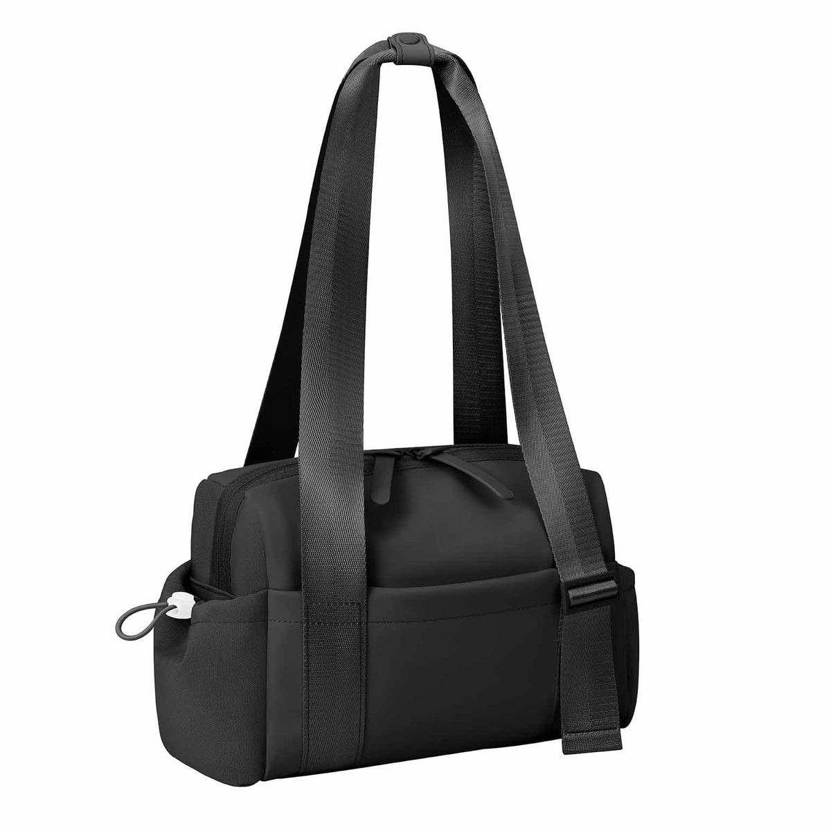 Stylish Black Mini Gym Bag &amp; Travel Tote - Compact Duffel with Wet Pocket, Luggage Sleeve &amp; Multiple Compartments