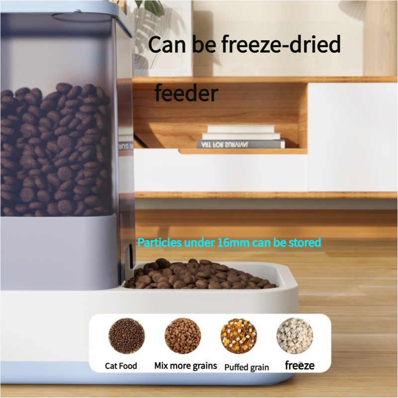 Blue 2-in-1 Automatic Pet Water and Food Dispenser - Gravity Feeder for Cats and Dogs