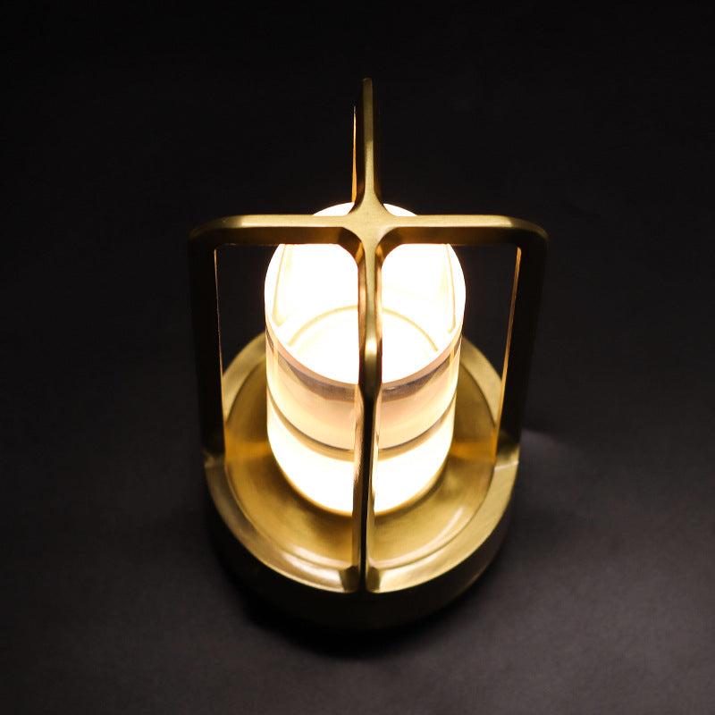 Silver Rechargeable Table Lamp - Touch Dimming 3-Color LED Light for Bedroom and Office