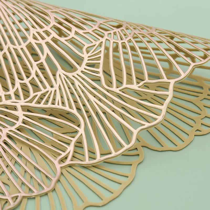 Bronze Color Elegant Floral PVC Placemats - Set of 8, Durable & Stylish Table Mats (38cm)