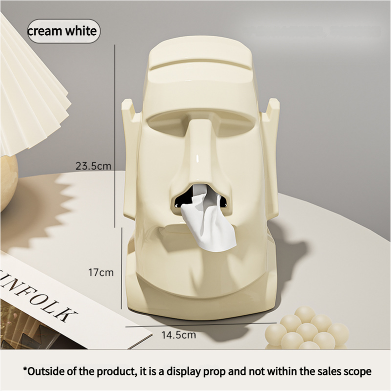 Cream White Versatile Desktop Headphone Stand &amp; Tissue Box (23.5x17x14.5cm)