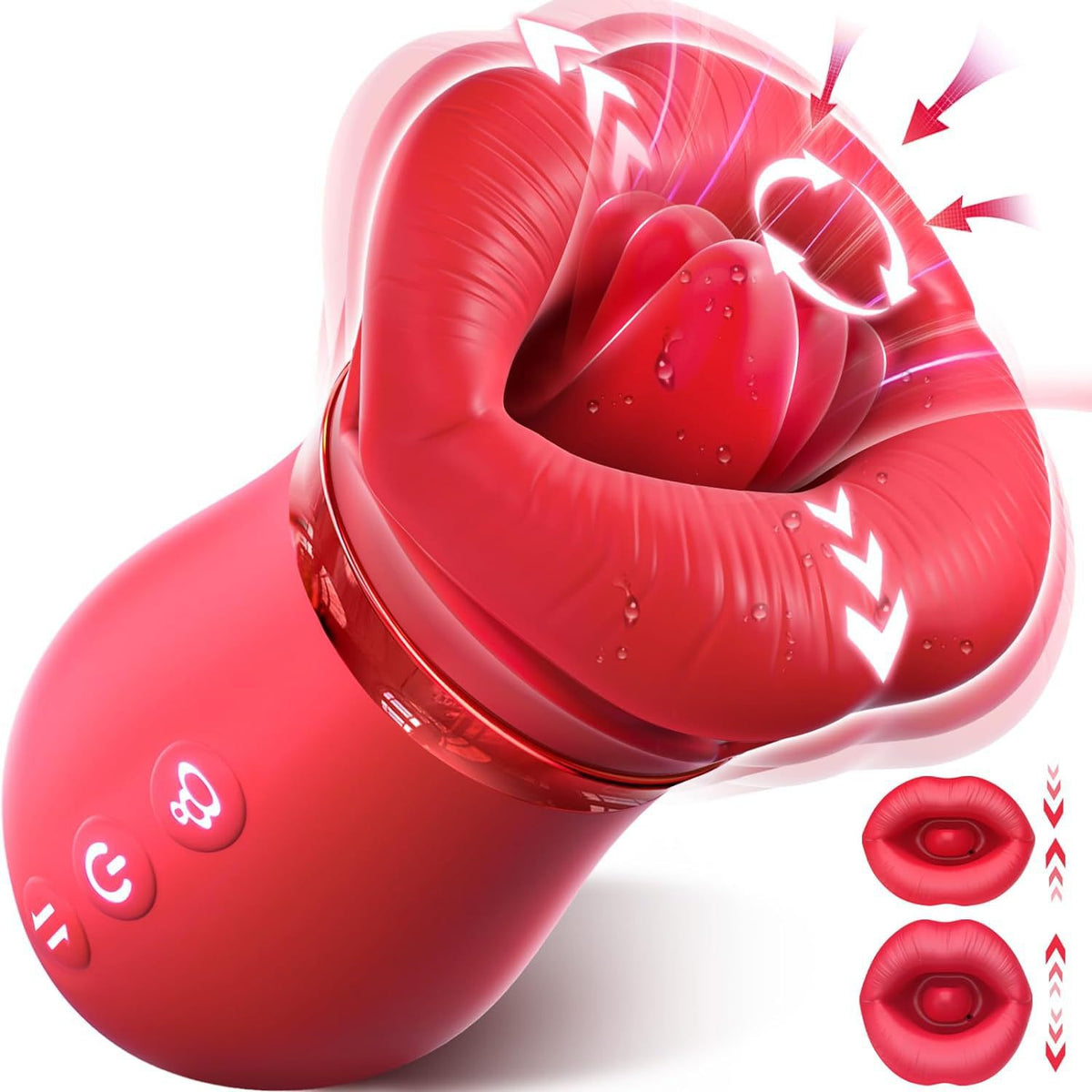 Red Lips Vibrating Stimulator - Dual-Action Suction &amp; Licking Massager for Women