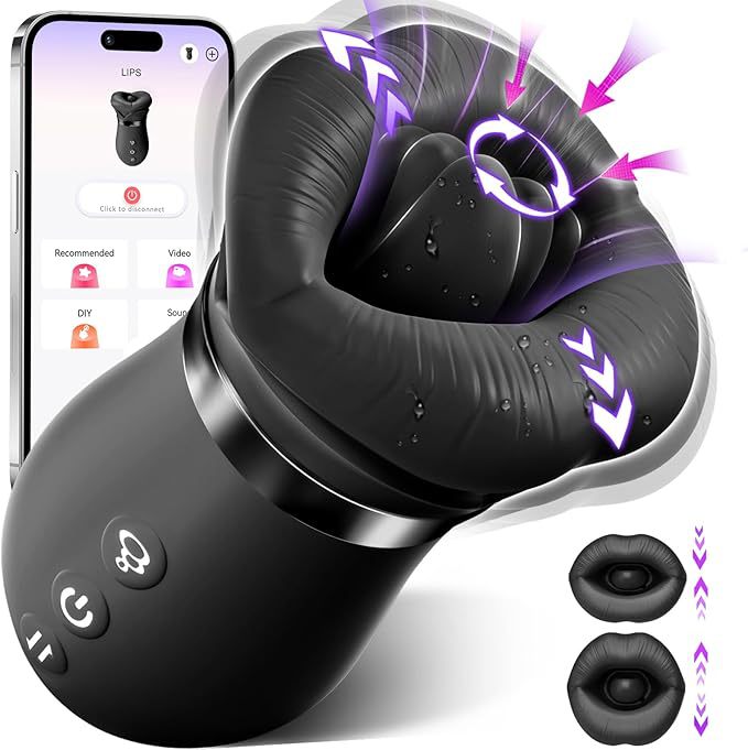 Black Lips Vibrating Stimulator - Dual-Action Suction &amp; Licking Massager for Women