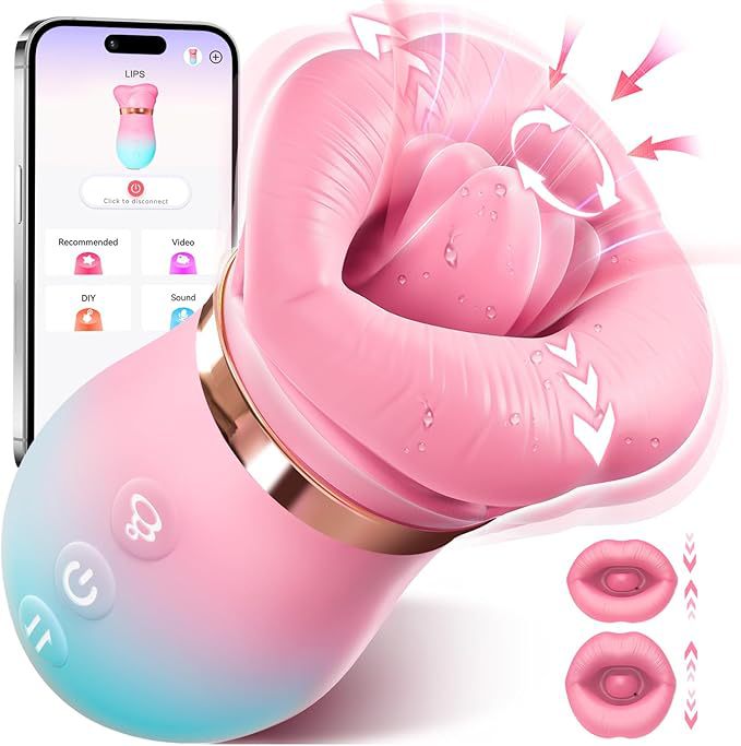 Pink Lips Vibrating Stimulator - Dual-Action Suction &amp; Licking Massager for Women