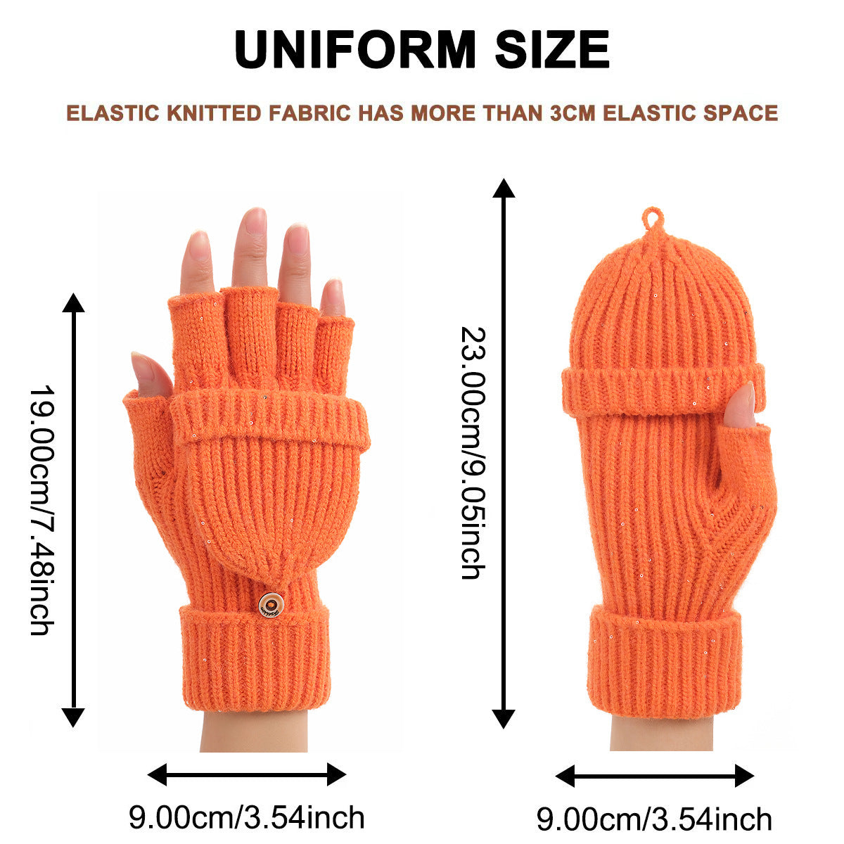 Purple Winter Convertible Mittens - Warm Knitted 2-in-1 Fingerless Gloves with Flip Top Cover for Cold Weather