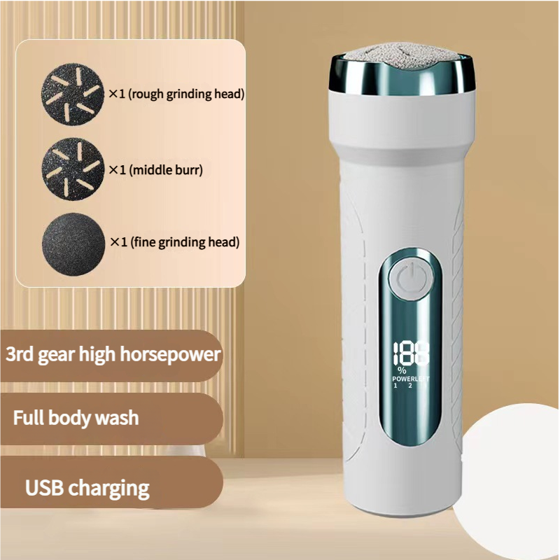 White Waterproof Electric Foot File with LED Display - Rechargeable Callus Remover